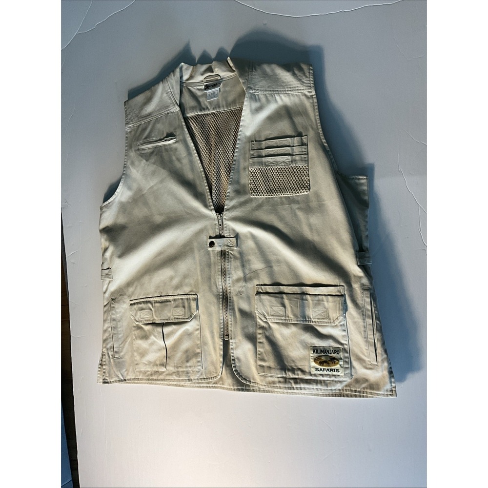 Walt Disney World Beige Mens Fishing Vest Triple Pocket Size XL